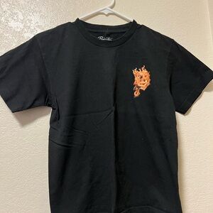 Black T-Shirt with Orange Flame Graphic
